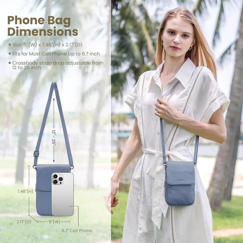 befen Genuine Leather Small Crossbody Bags for Women, Cell Phone Cross body Purse Bag with RFID Blocking Card Slots - Image 4